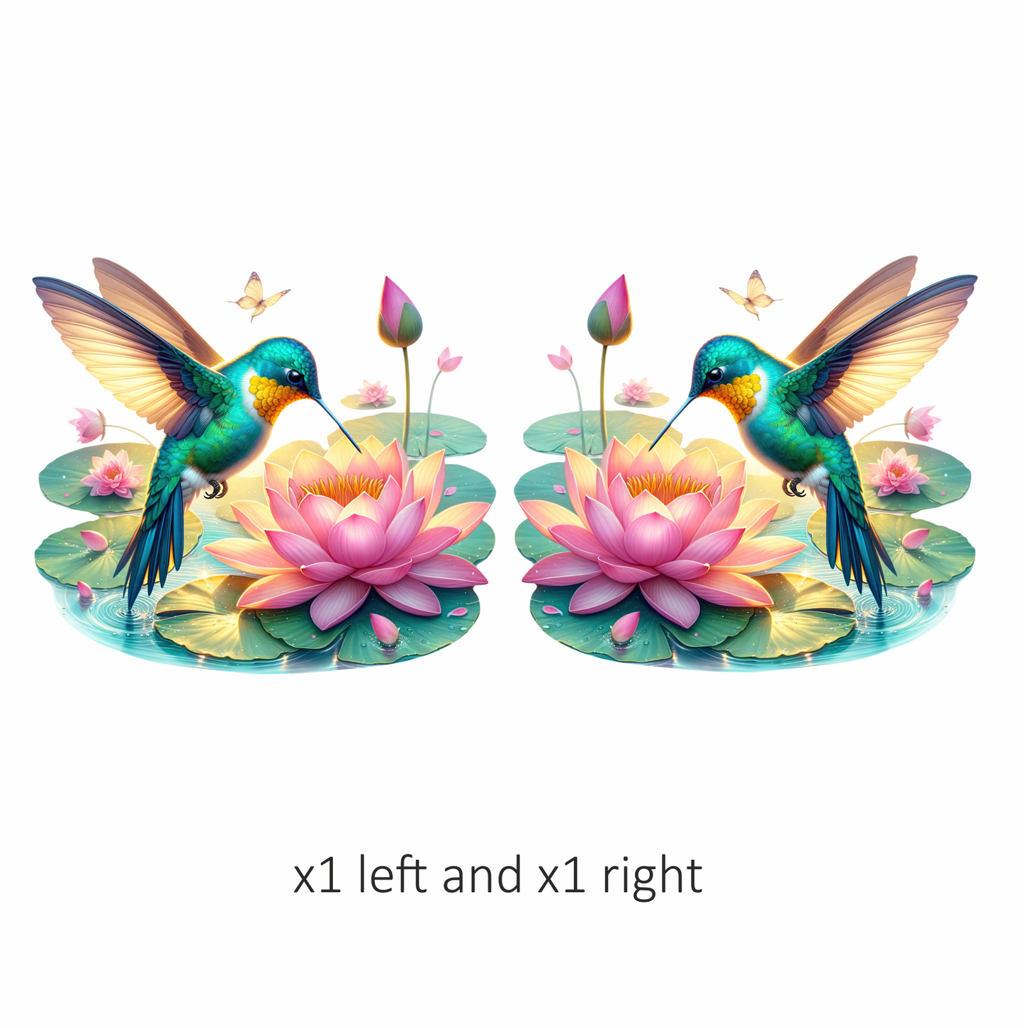 Green Hummingbird Bird Drinking From Flower Vinyl Sticker Decal