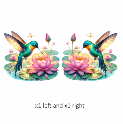 Green Hummingbird Bird Drinking From Flower Vinyl Sticker Decal