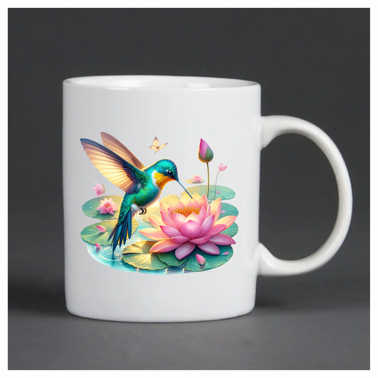 Green Hummingbird Bird Drinking From Flower Vinyl Sticker Decal