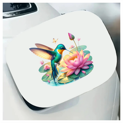 Green Hummingbird Bird Drinking From Flower Vinyl Sticker Decal