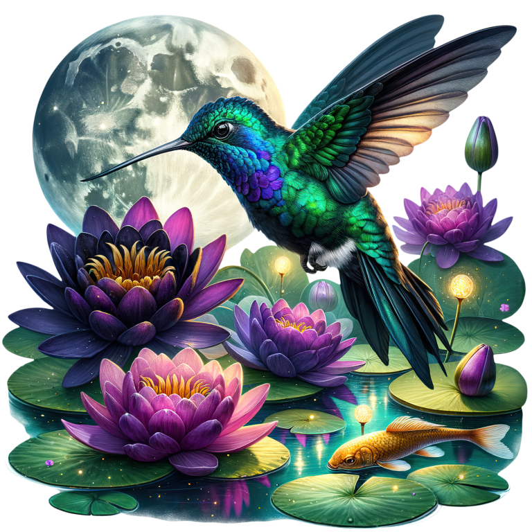 Green Hummingbird Bird Flying Over Flowers Vinyl Sticker Decal
