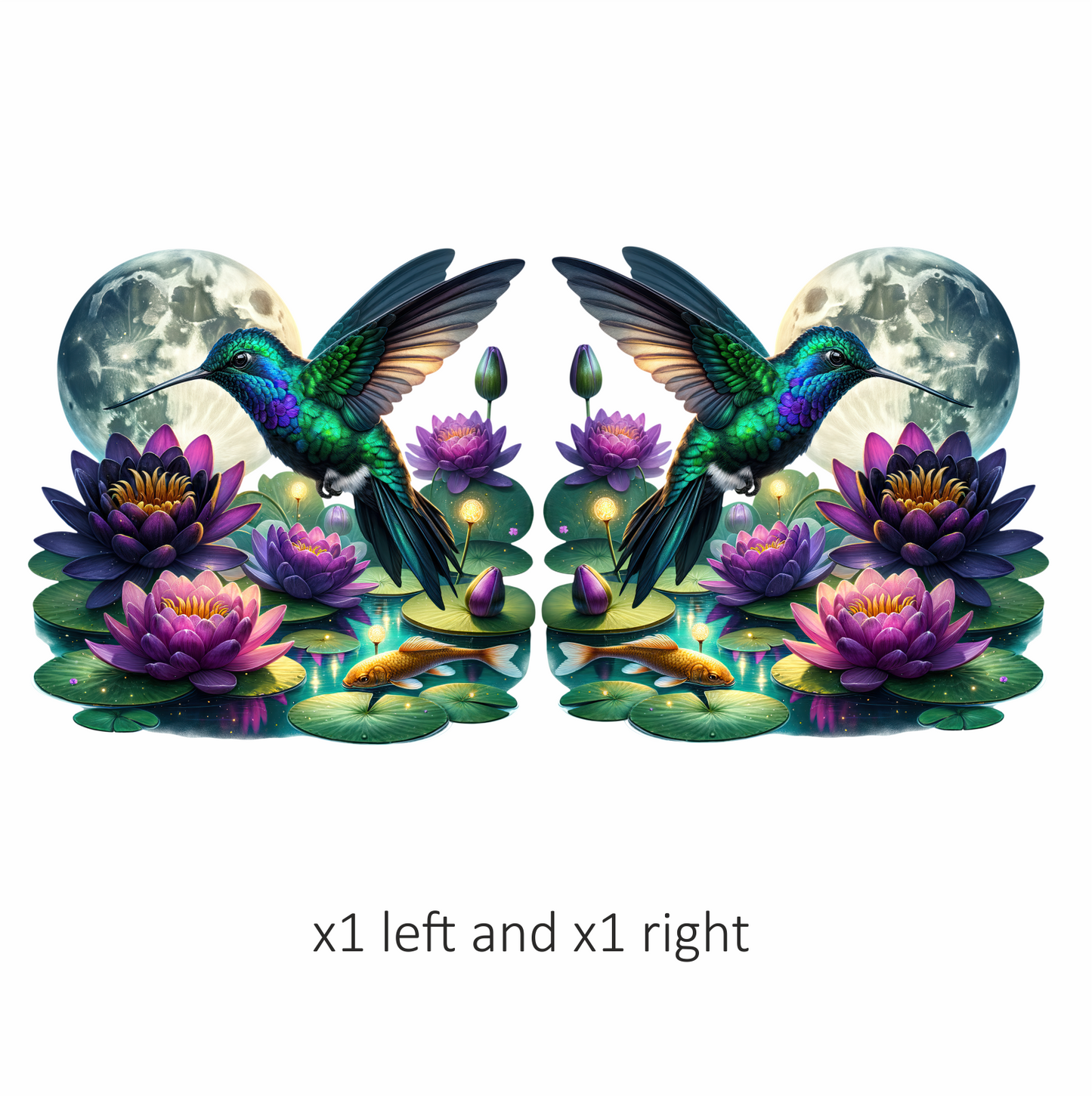 Green Hummingbird Bird Flying Over Flowers Vinyl Sticker Decal