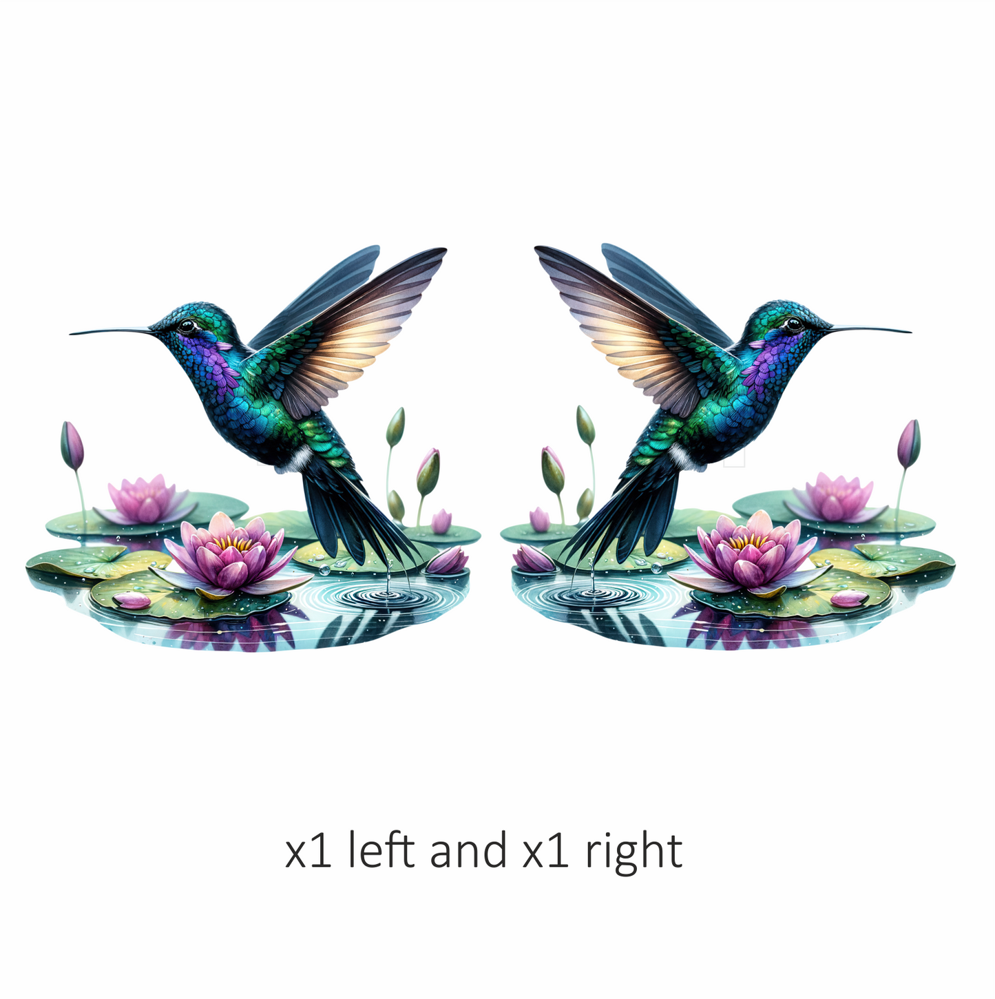 Blue Hummingbird Bird Flying Over Water Vinyl Sticker Decal