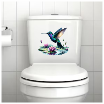 Blue Hummingbird Bird Flying Over Water Vinyl Sticker Decal