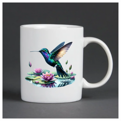 Blue Hummingbird Bird Flying Over Water Vinyl Sticker Decal