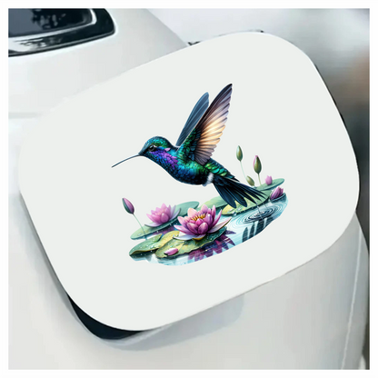 Blue Hummingbird Bird Flying Over Water Vinyl Sticker Decal