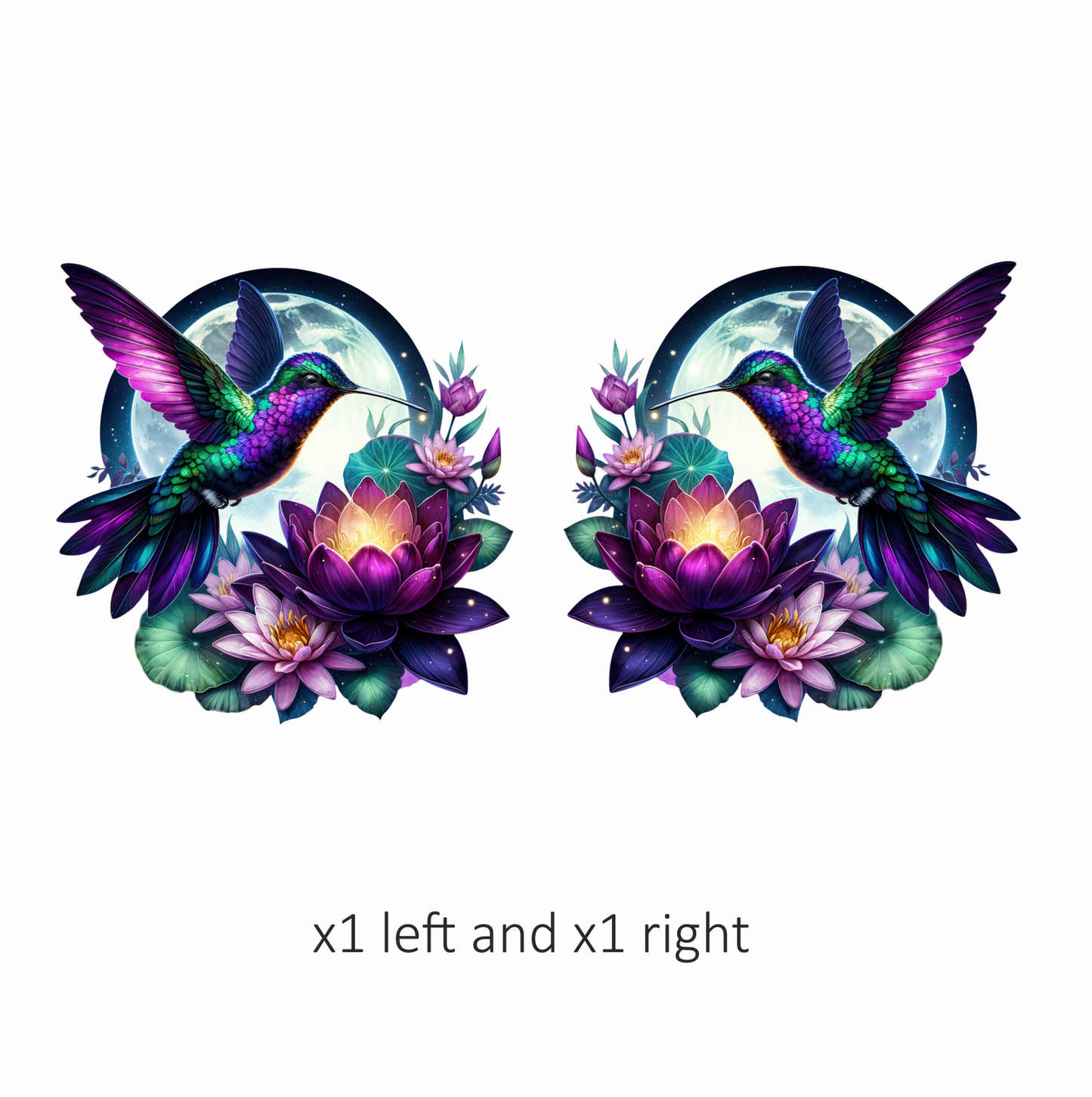 Purple Hummingbird Bird Flying Over Flowers Vinyl Sticker Decal