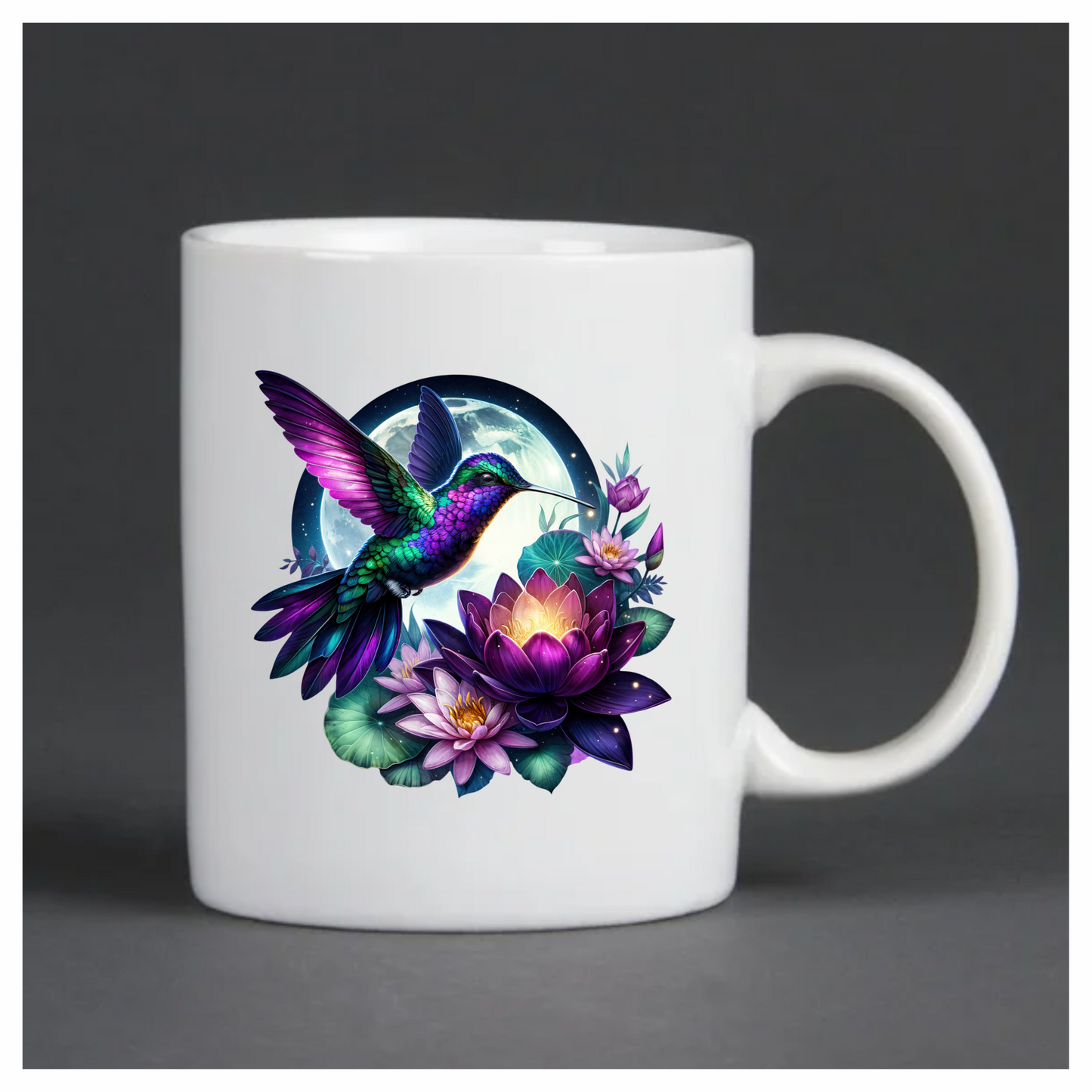 Purple Hummingbird Bird Flying Over Flowers Vinyl Sticker Decal