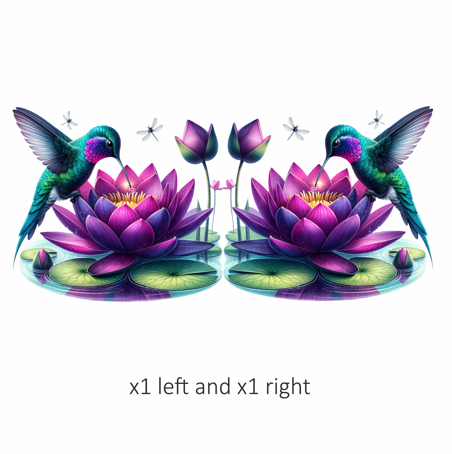 Green Hummingbird Bird Drinking From Lotus Vinyl Sticker Decal