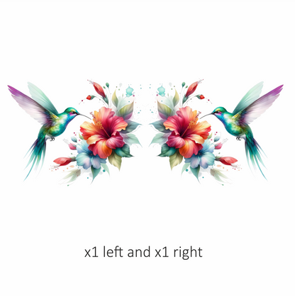 Green Hummingbird Bird Flying Near Hibiscus Vinyl Sticker Decal