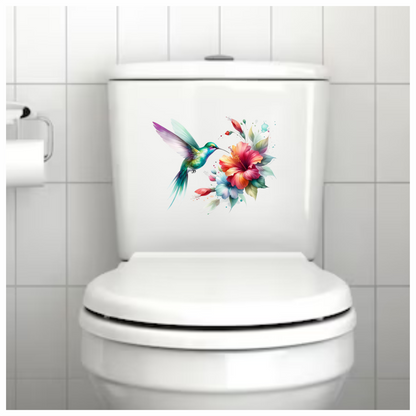 Green Hummingbird Bird Flying Near Hibiscus Vinyl Sticker Decal