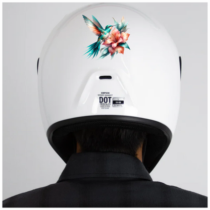 Teal Hummingbird Bird Flying Near Lily Vinyl Sticker Decal