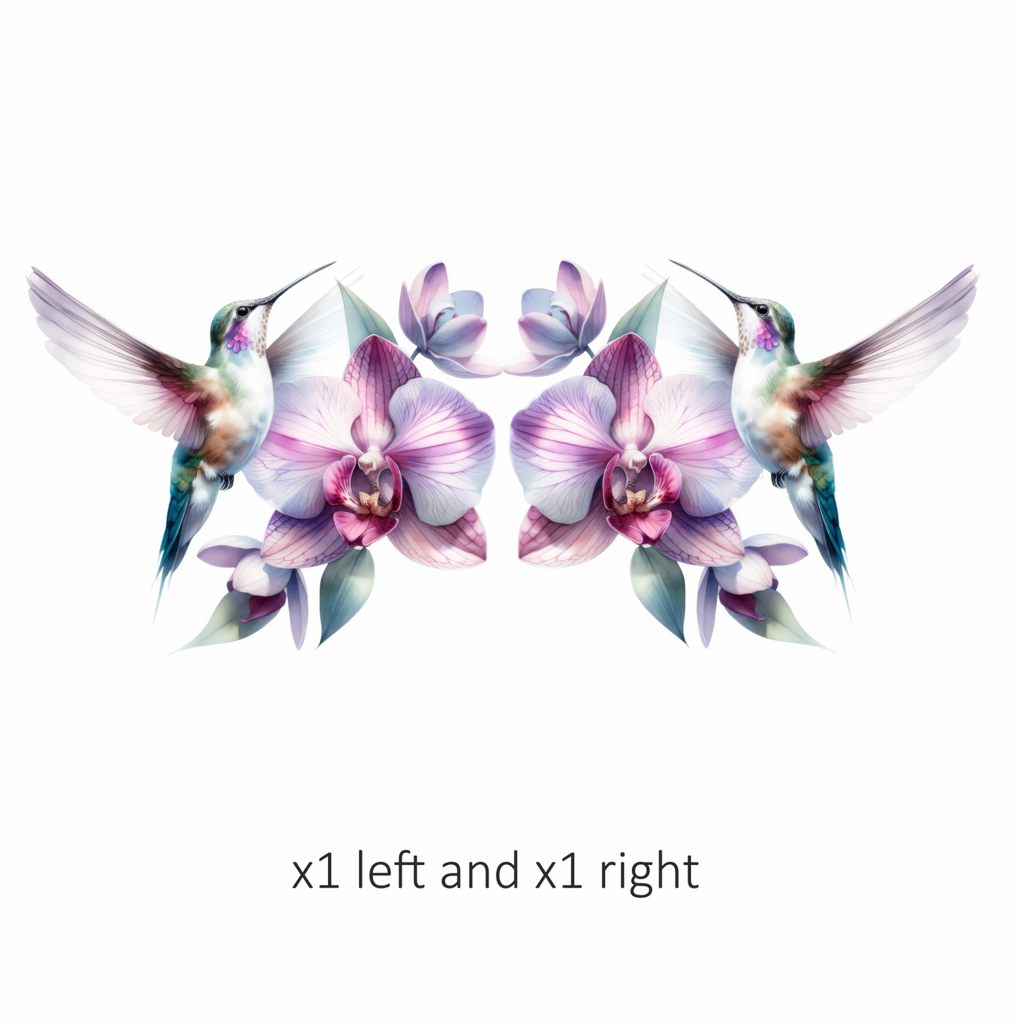 White Hummingbird Bird Flying Near Orchid Vinyl Sticker Decal