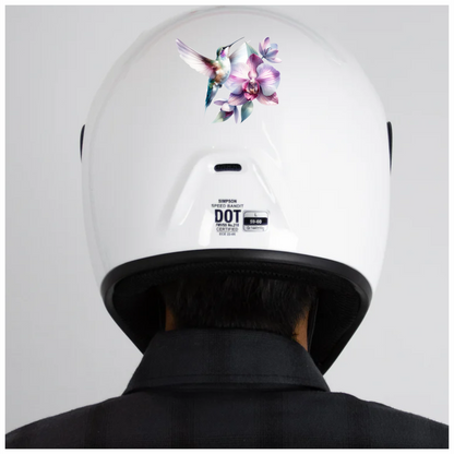 White Hummingbird Bird Flying Near Orchid Vinyl Sticker Decal