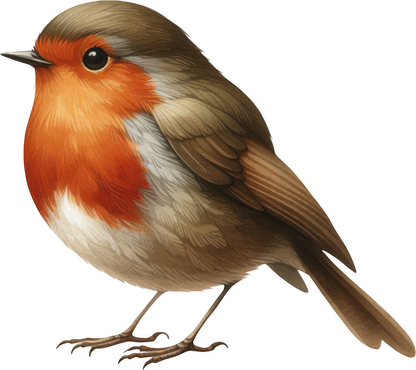Brown Robin Bird With Red Chest Vinyl Sticker Decal