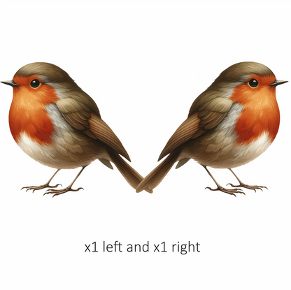 Brown Robin Bird With Red Chest Vinyl Sticker Decal