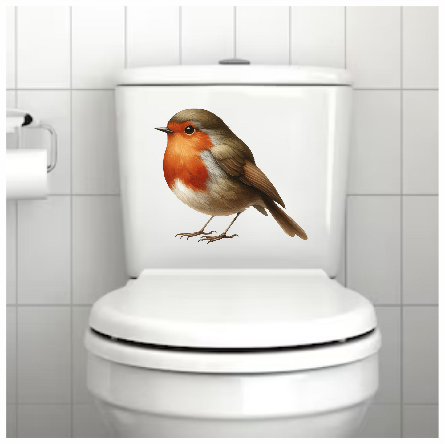 Brown Robin Bird With Red Chest Vinyl Sticker Decal