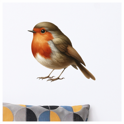 Brown Robin Bird With Red Chest Vinyl Sticker Decal