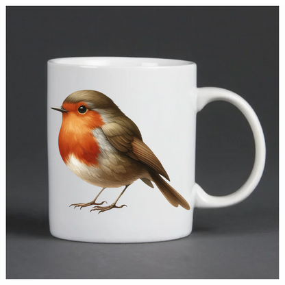 Brown Robin Bird With Red Chest Vinyl Sticker Decal