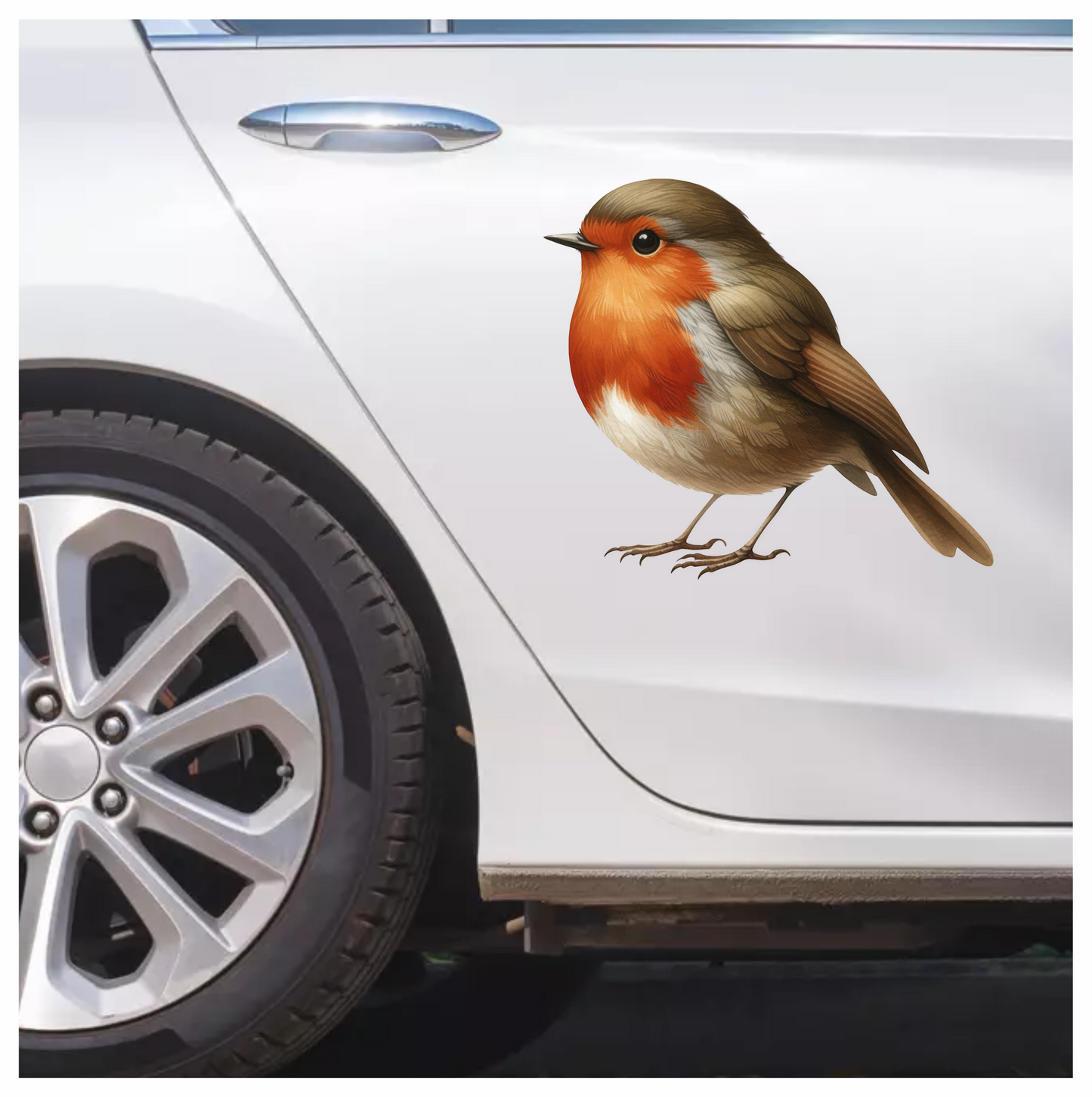 Brown Robin Bird With Red Chest Vinyl Sticker Decal