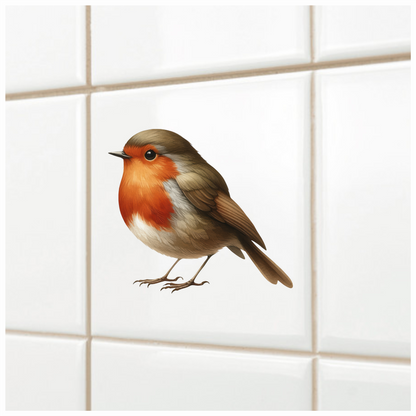 Brown Robin Bird With Red Chest Vinyl Sticker Decal
