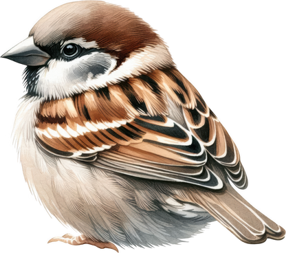 Brown Sparrow Bird With White Feathers Vinyl Sticker Decal