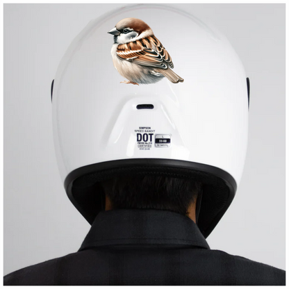 Brown Sparrow Bird With White Feathers Vinyl Sticker Decal