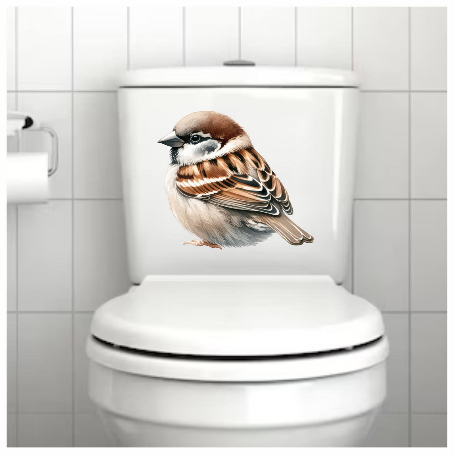 Brown Sparrow Bird With White Feathers Vinyl Sticker Decal