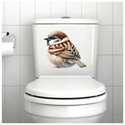 Brown Sparrow Bird With White Feathers Vinyl Sticker Decal