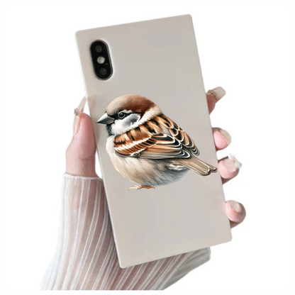 Brown Sparrow Bird With White Feathers Vinyl Sticker Decal