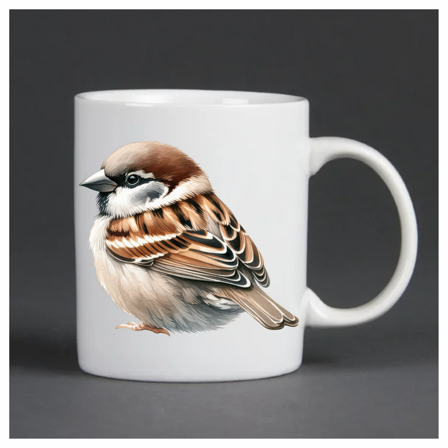 Brown Sparrow Bird With White Feathers Vinyl Sticker Decal