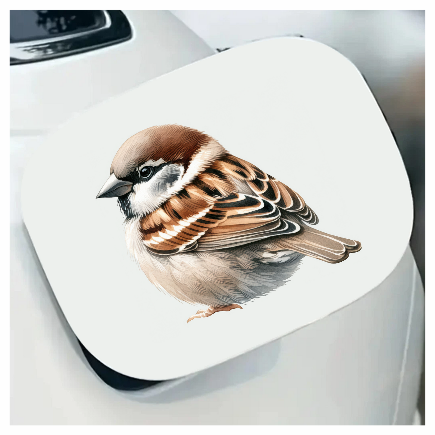 Brown Sparrow Bird With White Feathers Vinyl Sticker Decal