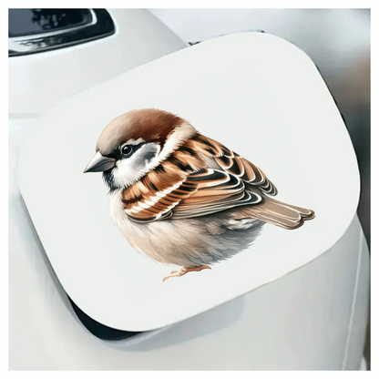 Brown Sparrow Bird With White Feathers Vinyl Sticker Decal
