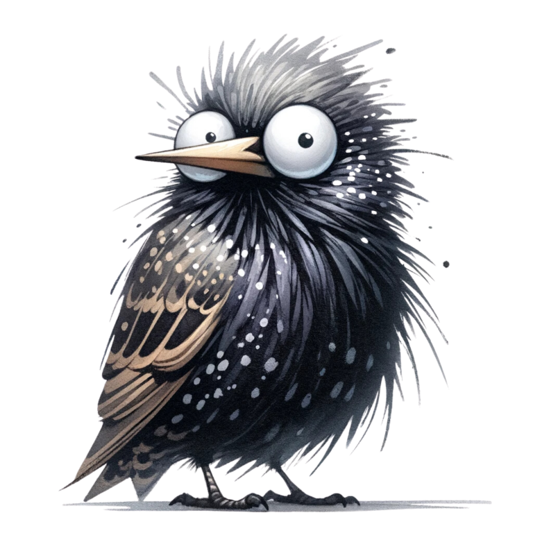 Black Starling Bird With White Spots Vinyl Sticker Decal