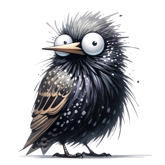 Black Starling Bird With White Spots Vinyl Sticker Decal