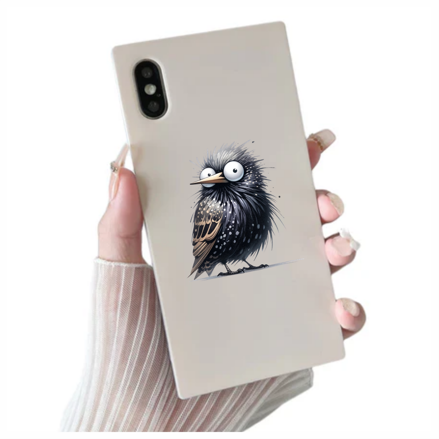 Black Starling Bird With White Spots Vinyl Sticker Decal