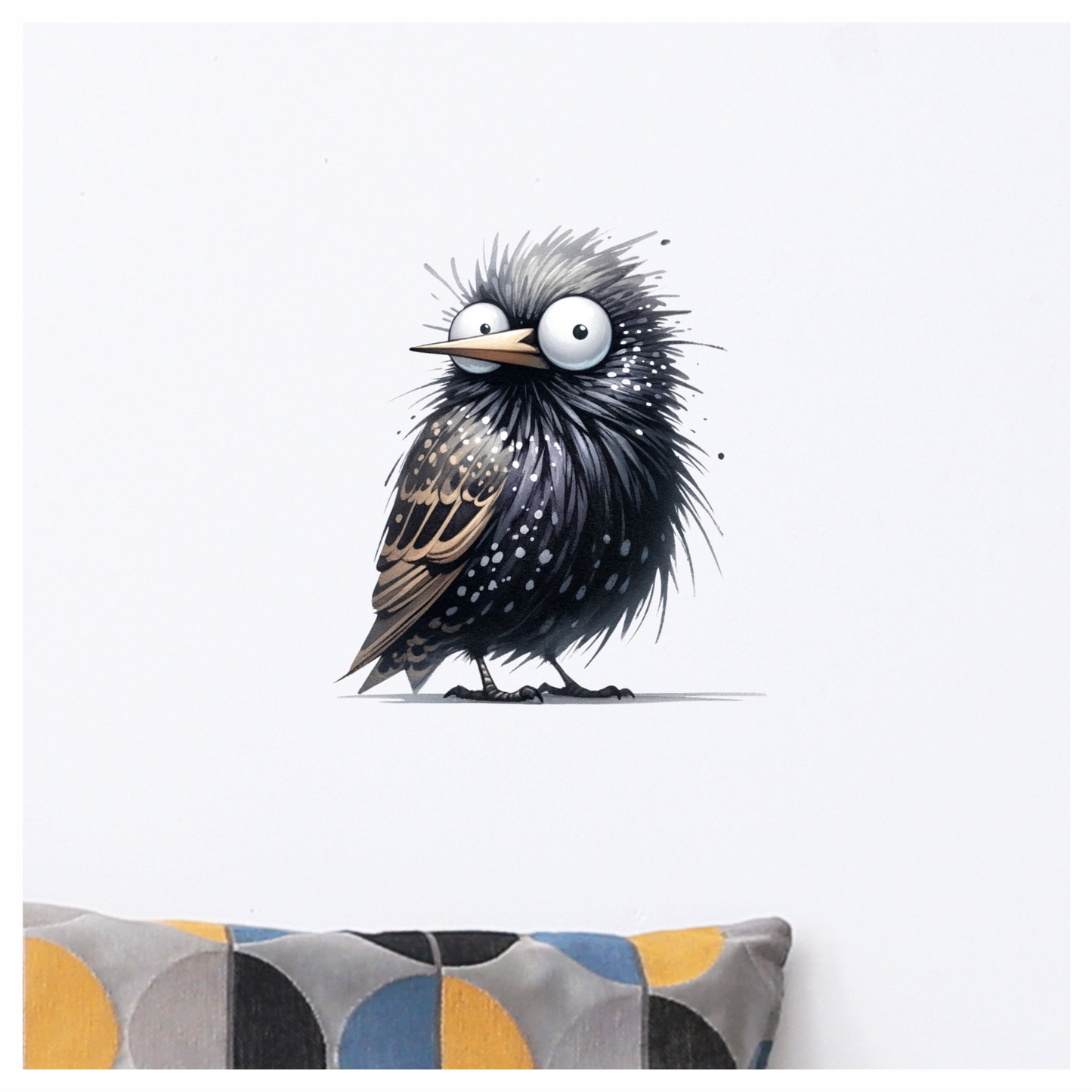 Black Starling Bird With White Spots Vinyl Sticker Decal