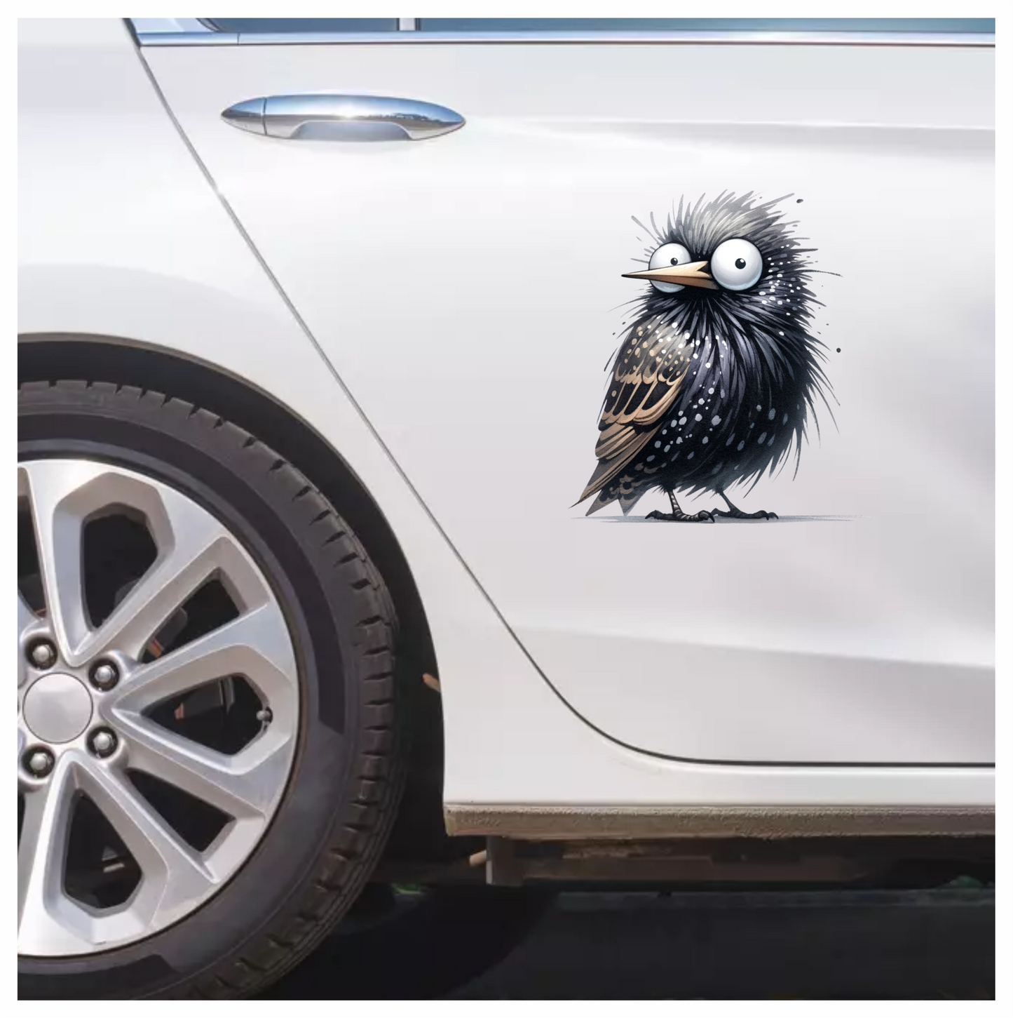 Black Starling Bird With White Spots Vinyl Sticker Decal