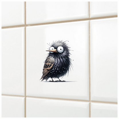 Black Starling Bird With White Spots Vinyl Sticker Decal