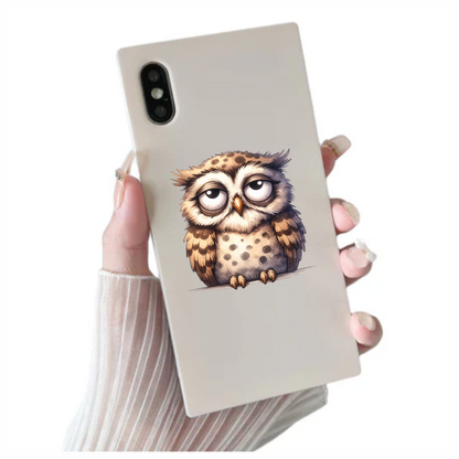 Brown Owl Bird With Dark Spots Vinyl Sticker Decal