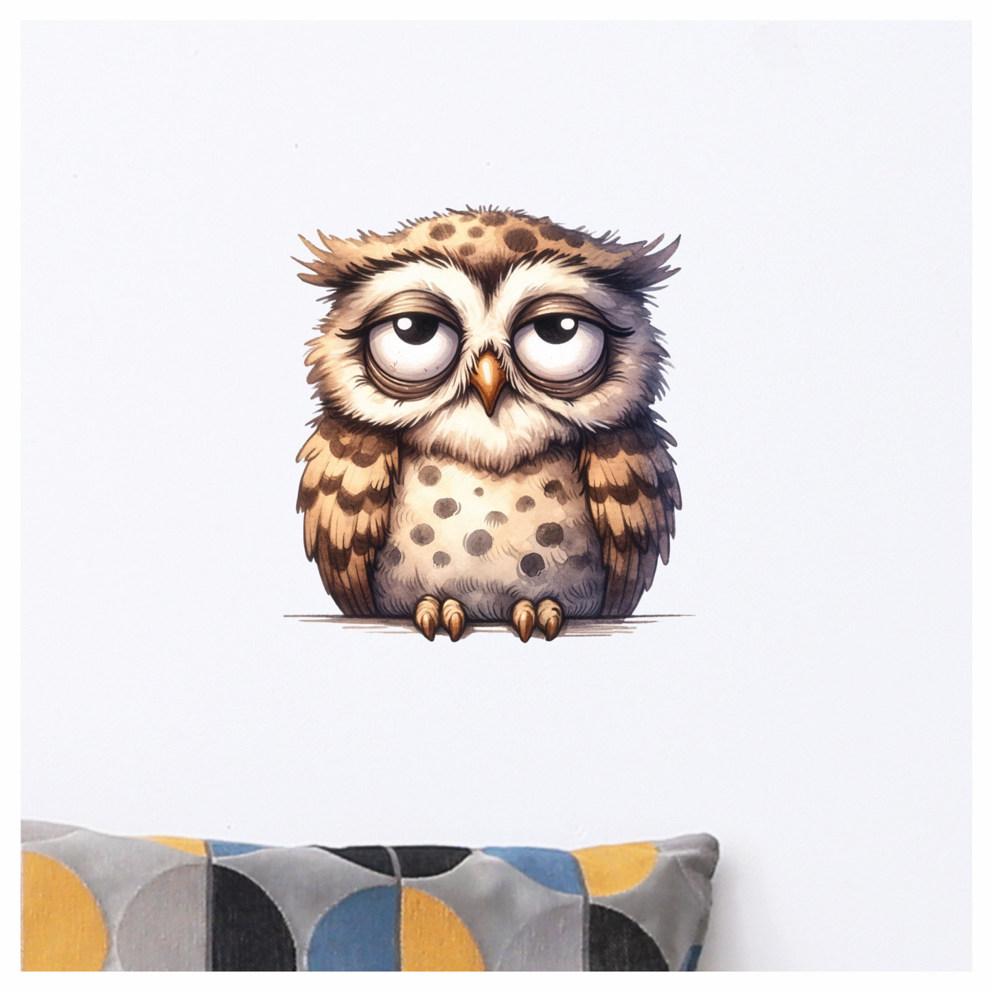 Brown Owl Bird With Dark Spots Vinyl Sticker Decal