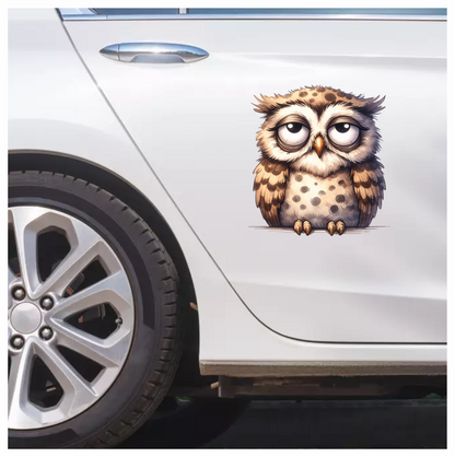 Brown Owl Bird With Dark Spots Vinyl Sticker Decal