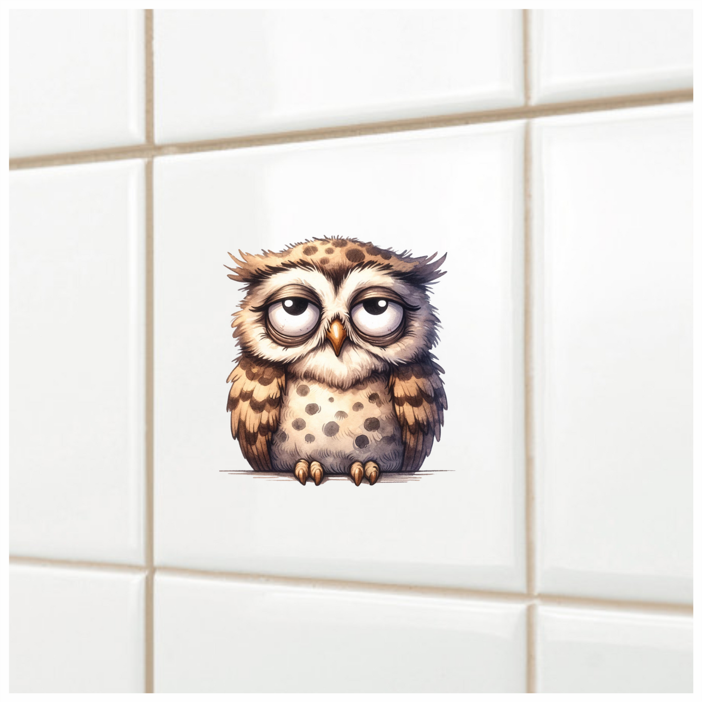 Brown Owl Bird With Dark Spots Vinyl Sticker Decal