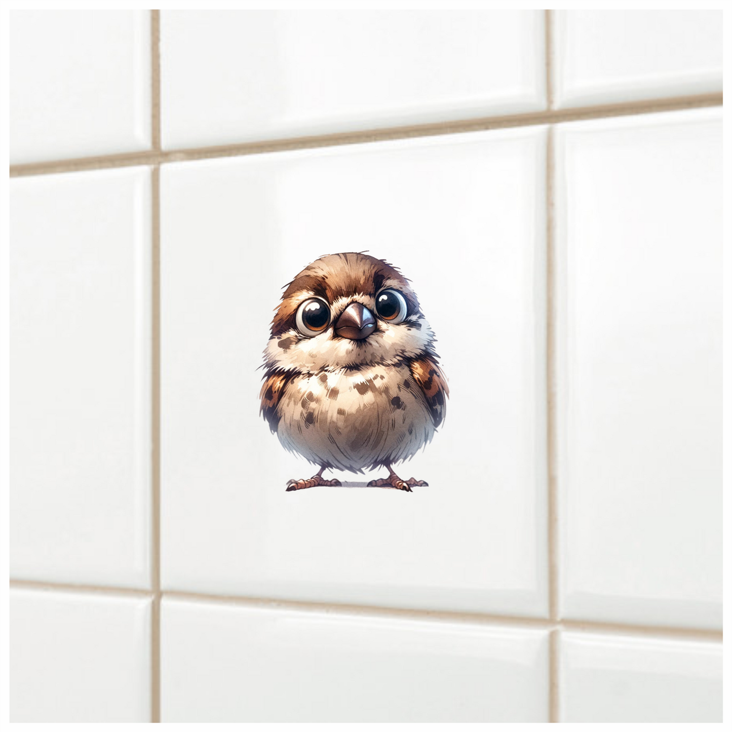 Brown Sparrow Bird With White Chest Vinyl Sticker Decal