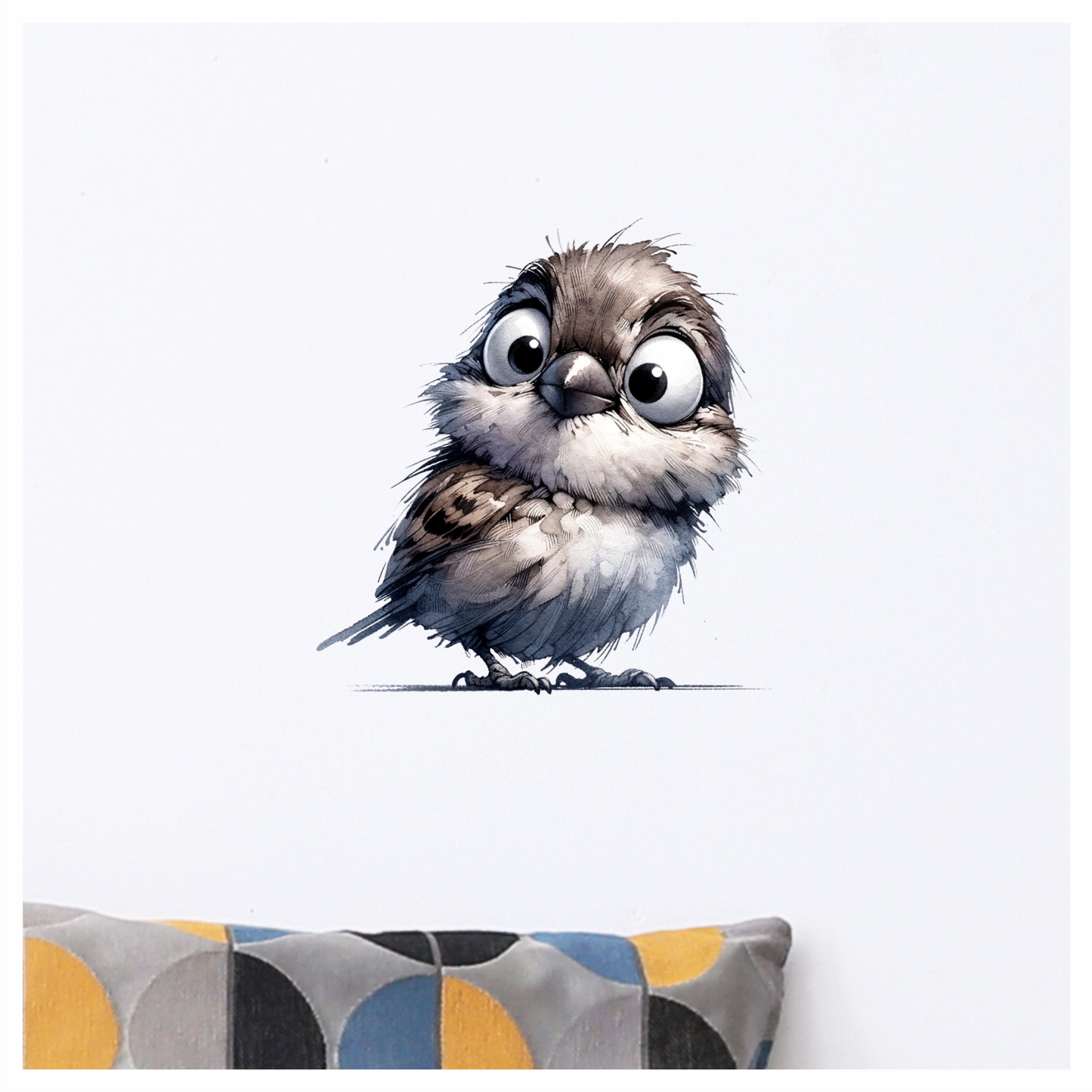 Grey Sparrow Bird With White Chest Vinyl Sticker Decal
