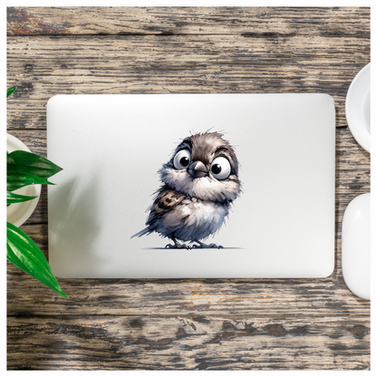 Grey Sparrow Bird With White Chest Vinyl Sticker Decal