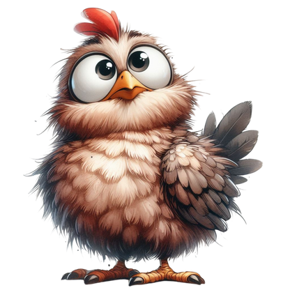 Brown Chicken Bird With Red Comb Vinyl Sticker Decal