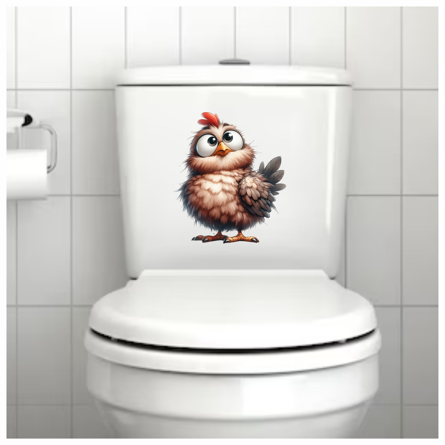Brown Chicken Bird With Red Comb Vinyl Sticker Decal