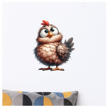 Brown Chicken Bird With Red Comb Vinyl Sticker Decal