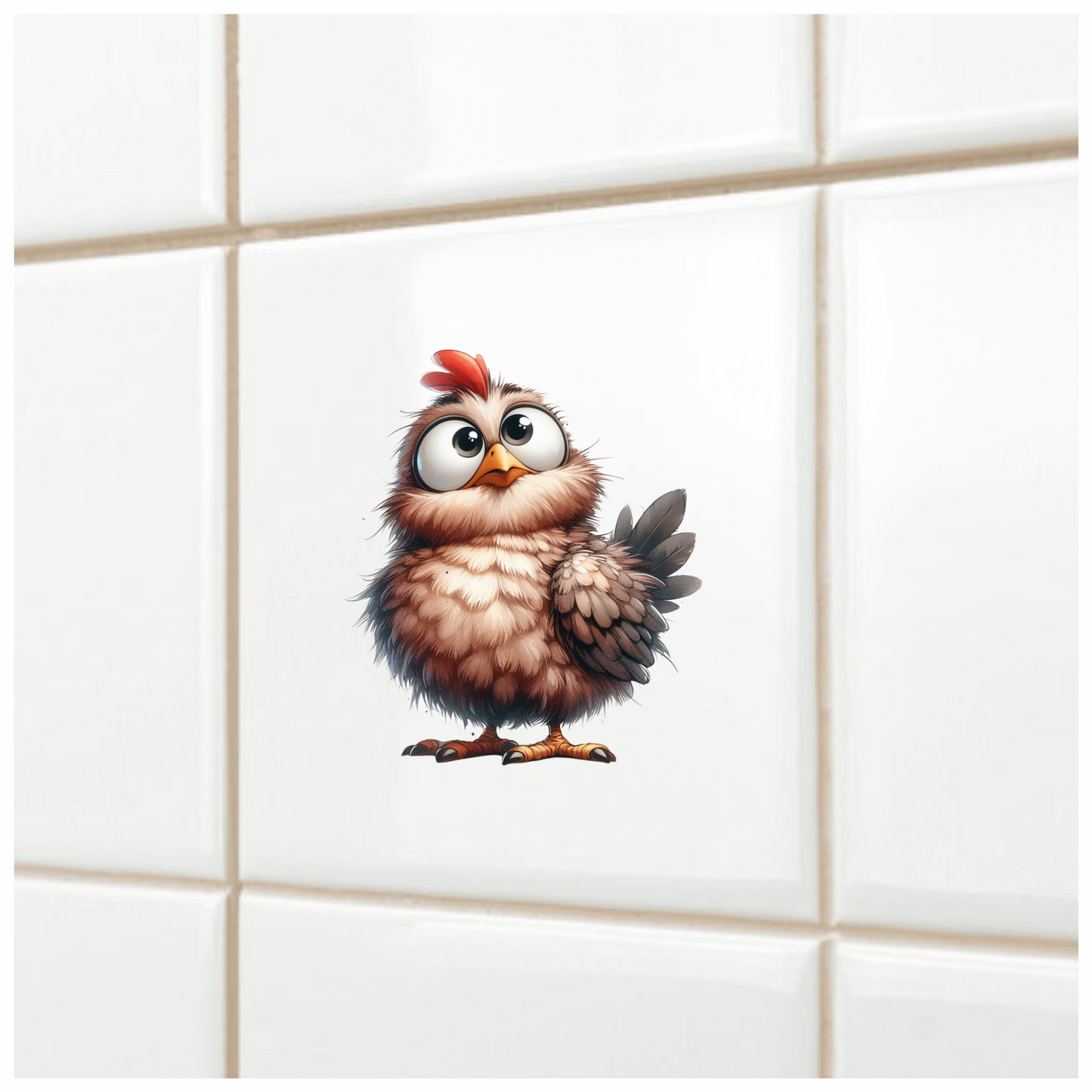 Brown Chicken Bird With Red Comb Vinyl Sticker Decal